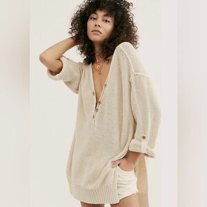 Free People Firefly Knit sweater tunic 100% Cotton boho oversized